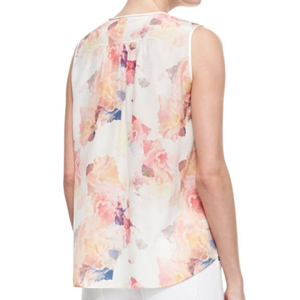 Rebecca Taylor Enchanted Garden Silk Floral Sleeveless Relaxed Fit Blouse - Sz 8 - Picture 2 of 8